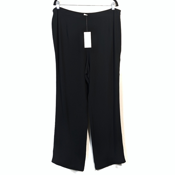 NWT Eileen Fisher Georgette Black Wide Leg Pant - Picture 2 of 8